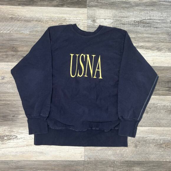 Vintage 90s USNA United States Naval Academy MV Sport Pro Weave Men L Sweatshirt - Picture 2 of 9